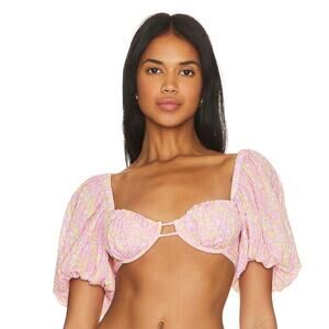 Tularosa Aria Crop Top in Pink & Yellow Ditsy XXS